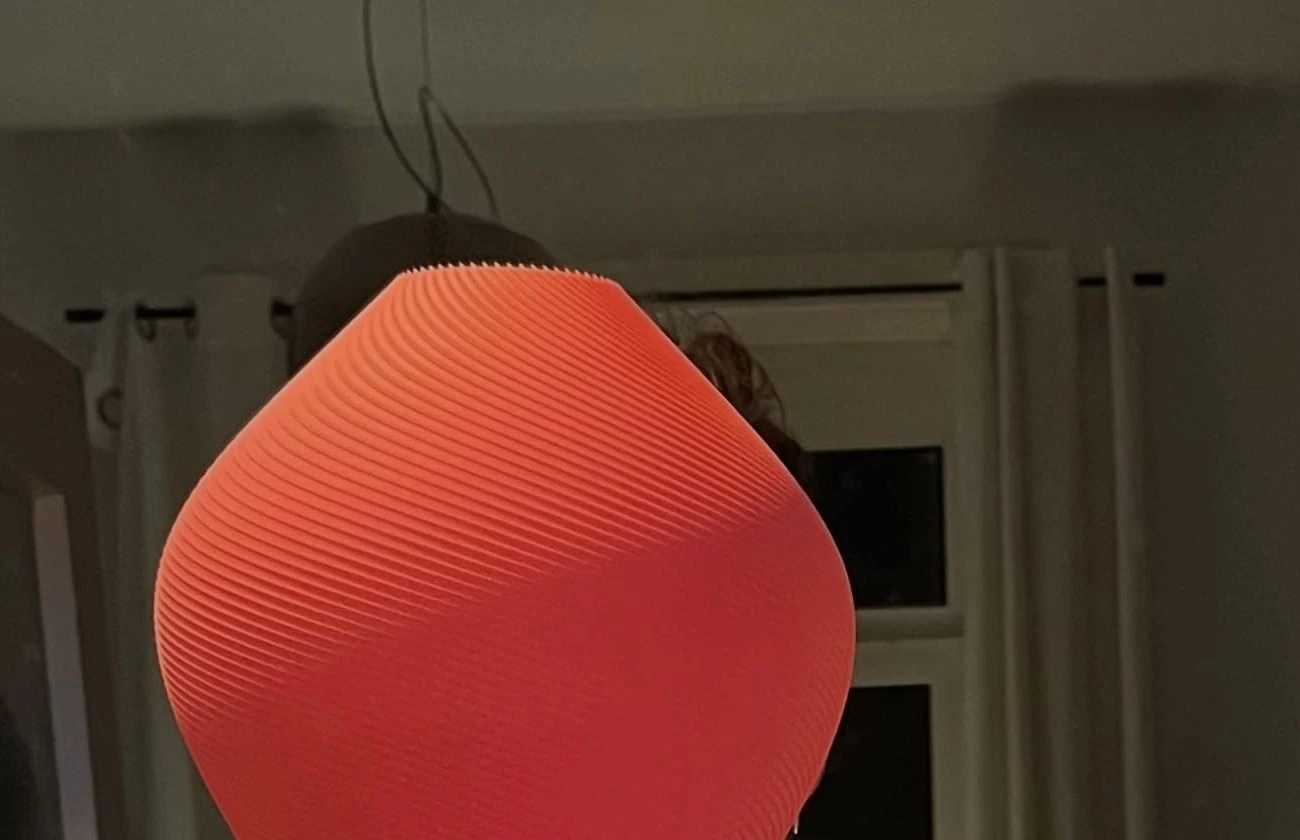 Coral pendant lampshade with fine horizontal ribs